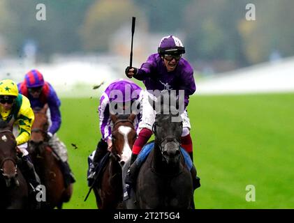 King of Steel, geritten von Jockey Frankie Dettori, gewinnt die Qipco Champion Stakes während des QIPCO British Champions Day auf der Ascot Racecourse, Berkshire. Bilddatum: Samstag, 21. Oktober 2023. Stockfoto