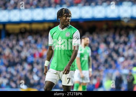 Glasgow, Großbritannien. Oktober 2023. Im ersten Spiel nach der internationalen Pause spielte der Rangers FC Hibernian FC im Ibrox Stadium in Glasgow in einem schottischen Premiership-Fußballspiel. Dies ist ein wichtiges Spiel für die Rangers, denn es ist das erste Spiel mit ihrem neu ernannten Manager PHILLIPE CLEMENT, ihrem 19. Permanenten Manager. Quelle: Findlay/Alamy Live News Stockfoto