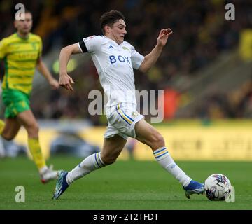 Daniel James von Leeds United während des Sky Bet Championship Matches in Carrow Road, Norwich. Bilddatum: Samstag, 21. Oktober 2023. Stockfoto