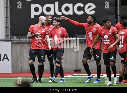 Brüssel, Belgien Oktober 2023. Die Spieler der RWDM wurden während eines Fußballspiels zwischen RWD Molenbeek und KVC Westerlo am Samstag, den 21. Oktober 2023 in Brüssel, am 11. Tag der Saison 2023-2024 der ersten Liga der „Jupiler Pro League“ der belgischen Meisterschaft, dargestellt. BELGA FOTO JOHN THYS Credit: Belga News Agency/Alamy Live News Stockfoto