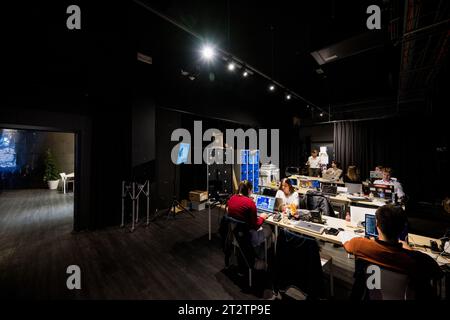 Antwerpen, Belgien. Oktober 2023. Die Abbildung zeigt den Drucksaal während des European Open Tennis ATP Turniers in Antwerpen am Samstag, den 21. Oktober 2023. BELGA FOTO JASPER JACOBS Credit: Belga News Agency/Alamy Live News Stockfoto