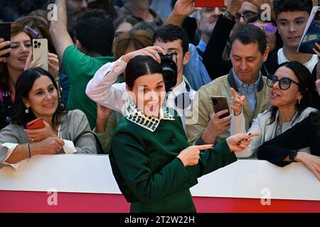 Rom, Italien. Oktober 2023. Die französische Schauspielerin Juliette Binoche besucht einen roten Teppich für den Film „La Passion de Dodin Bouffant“ (der Pot Au Feu) während des 18. Filmfestivals in Rom am 21. Oktober 2023. Foto: Eric Vandeville/ABACAPRESS.COM Credit: Abaca Press/Alamy Live News Stockfoto