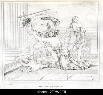 POUSIN MASSAKER AM UNSCHULDIGEN MUSEUM OF PAINTING AND SCULPTURE DRAWS AND SYCHED BE REVEIL LONDON 1833 Stockfoto