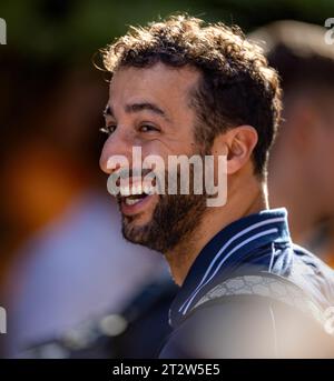 Austin, Texas - 21. Oktober 2023: Daniel Ricciardo, Fahrer des #3 Scuderia Alphatauri F1-Autos, beim Lenovo Grand Prix der Vereinigten Staaten auf dem Circuit of the Americas. Quelle: Nick Paruch / Alamy Live News Stockfoto