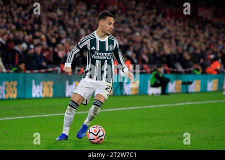 Sheffield, Großbritannien. Oktober 2023. Anthony #21 von Manchester United während des Premier League-Spiels Sheffield United gegen Manchester United in der Bramall Lane, Sheffield, Großbritannien, 21. Oktober 2023 (Foto: Conor Molloy/News Images) in Sheffield, Großbritannien am 21. Oktober 2023. (Foto: Conor Molloy/News Images/SIPA USA) Credit: SIPA USA/Alamy Live News Stockfoto