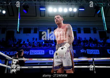 Sam Gilley in York Hall, London. Bilddatum: Samstag, 21. Oktober 2023. Stockfoto