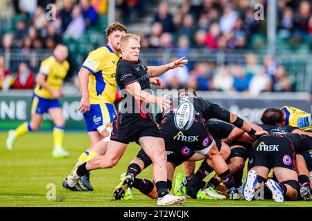 LONDON, VEREINIGTES KÖNIGREICH. Oktober 23. Aled Davies of Saracens (Mitte) während Saracens vs Bath Rugby - Gallagher Premiership Rugby R2 im StoneX Stadium am Samstag, 21. Oktober 2023. LONDON ENGLAND. Quelle: Taka G Wu/Alamy Live News Stockfoto