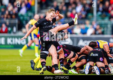 LONDON, VEREINIGTES KÖNIGREICH. Oktober 23. Aled Davies of Saracens (Mitte) während Saracens vs Bath Rugby - Gallagher Premiership Rugby R2 im StoneX Stadium am Samstag, 21. Oktober 2023. LONDON ENGLAND. Quelle: Taka G Wu/Alamy Live News Stockfoto