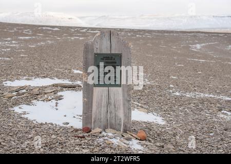 Kanada, Nunavut, Resolute Bay, Erebe Bay, Beechey Island. Ort, an dem die Franklin-Expedition von 1845 überwinterte. Stockfoto