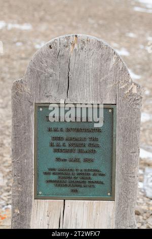 Kanada, Nunavut, Resolute Bay, Erebe Bay, Beechey Island. Ort, an dem die Franklin-Expedition von 1845 überwinterte. Stockfoto