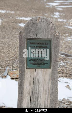 Kanada, Nunavut, Resolute Bay, Erebe Bay, Beechey Island. Ort, an dem die Franklin-Expedition von 1845 überwinterte. Stockfoto