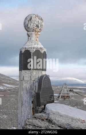 Kanada, Nunavut, Resolute Bay, Erebe Bay, Beechey Island. Historischer Ort, an dem die Franklin-Expedition von 1845 überwinterte. Stockfoto