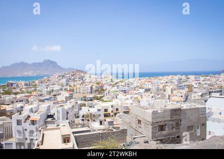 Blick auf den Haupthafen von Mindelo auf der Insel Sao Vicente, Kapverdische Inseln Stockfoto