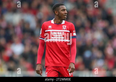 Middlesbrough, Großbritannien. Oktober 2023. Isaiah Jones #11 von Middlesbrough während des Sky Bet Championship Matches Middlesbrough gegen Birmingham City im Riverside Stadium, Middlesbrough, Großbritannien, 21. Oktober 2023 (Foto: Gareth Evans/News Images) in Middlesbrough, Großbritannien am 21. Oktober 2023. (Foto: Gareth Evans/News Images/SIPA USA) Credit: SIPA USA/Alamy Live News Stockfoto