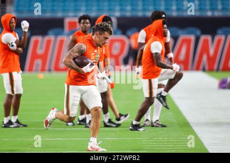 Canes WR Xavier Restrepo - Miami Gardens, Florida, USA. 21. Oktober 2023. Miami Hurricanes / Clemson - NCAA, Miami Gardens, Florida, USA. Februar 2023. Quelle: CHRIS ARJOON/Alamy Live News Stockfoto