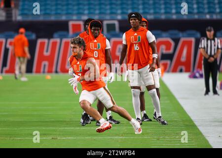 Canes WR Xavier Restrepo - Miami Gardens, Florida, USA. 21. Oktober 2023. Miami Hurricanes / Clemson - NCAA, Miami Gardens, Florida, USA. Februar 2023. Quelle: CHRIS ARJOON/Alamy Live News Stockfoto