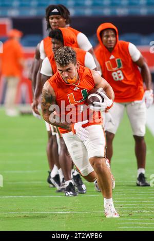 Canes WR Xavier Restrepo - Miami Gardens, Florida, USA. 21. Oktober 2023. Miami Hurricanes / Clemson - NCAA, Miami Gardens, Florida, USA. Februar 2023. Quelle: CHRIS ARJOON/Alamy Live News Stockfoto