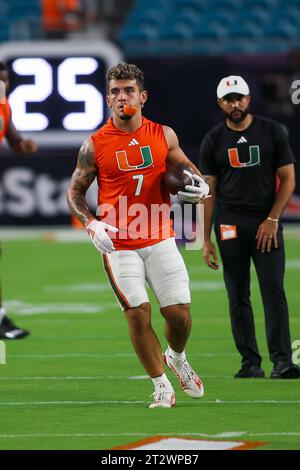 Canes WR Xavier Restrepo - Miami Gardens, Florida, USA. 21. Oktober 2023. Miami Hurricanes / Clemson - NCAA, Miami Gardens, Florida, USA. Februar 2023. Quelle: CHRIS ARJOON/Alamy Live News Stockfoto