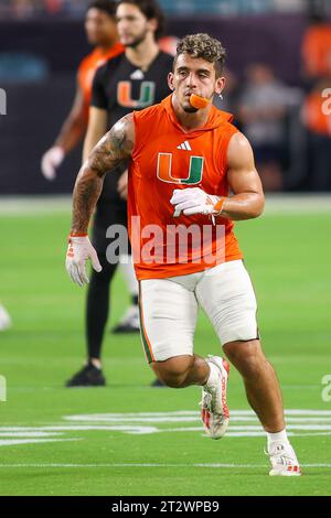 Canes WR Xavier Restrepo - Miami Gardens, Florida, USA. 21. Oktober 2023. Miami Hurricanes / Clemson - NCAA, Miami Gardens, Florida, USA. Februar 2023. Quelle: CHRIS ARJOON/Alamy Live News Stockfoto