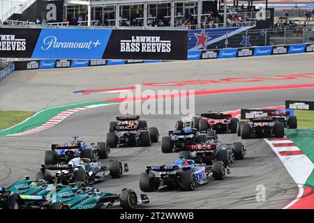 Austin, Etats Unis. Oktober 2023. Start des Rennens, Abfahrt während des Formel 1 Lenovo United States Grand Prix 2023, 18. Runde der Formel 1-Weltmeisterschaft 2023 vom 20. Bis 22. Oktober 2023 auf dem Circuit of the Americas, in Austin, USA - Foto DPPI Credit: DPPI Media/Alamy Live News Stockfoto