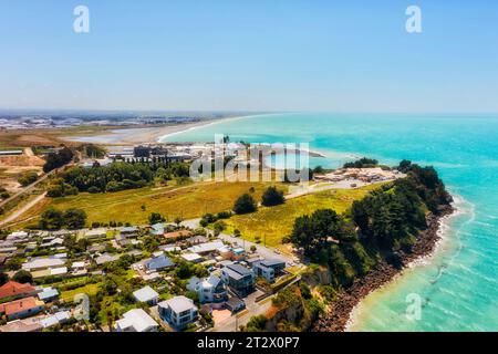 Lokale Wohnvororte am Ufer der Südinsel Neuseelands in Timaru. Stockfoto