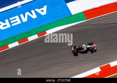 Austin, Texas – 21. Oktober 2023: Kevin Magnussen, Fahrer des MoneyGram Haas F1-Autos Nr. 20, beim Lenovo United States Grand Prix Sprint Race auf dem Circuit of the Americas. Quelle: Nick Paruch / Alamy Live News Stockfoto