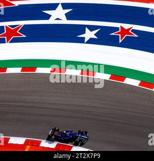 Austin, Texas - 21. Oktober 2023: Logan Sargeant, Fahrer des #2 Williams Racing F1-Autos, beim Lenovo United States Grand Prix Sprint Race auf dem Circuit of the Americas. Quelle: Nick Paruch / Alamy Live News Stockfoto