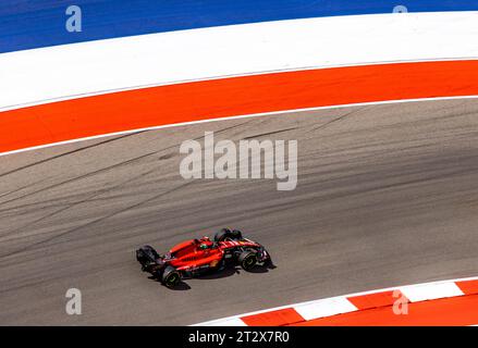 Austin, Texas - 21. Oktober 2023: Charles Leclerc, Fahrer des #16 Scuderia Ferrari F1-Autos, beim Lenovo United States Grand Prix Sprint Race auf dem Circuit of the Americas. Quelle: Nick Paruch / Alamy Live News Stockfoto