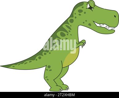 Netter grüner Tyrannosaurus Rex, Dinosaurier-Illustration. Stock Vektor
