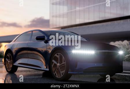 1.200 ps und ein Hundertstel in 2 Sekunden. Hier ist der Lucid Air Saphir Stockfoto