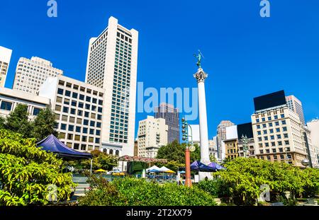 Dewey Monument, eine Siegessäule auf dem Union Square in San Francisco, Kalifornien, USA Stockfoto