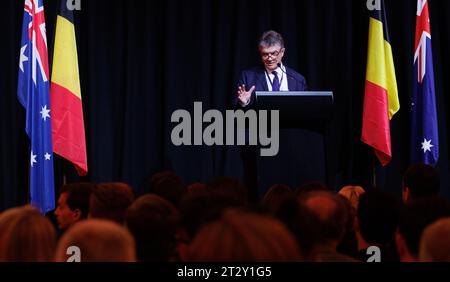 Sydney, Australien. Oktober 2023. Michel Goffin, Botschafter Belgiens in Australien, Bild auf einer Informationssitzung vor der belgischen Wirtschaftsmission im Commonwealth von Australien, Sonntag, den 22. Oktober 2023 in Sydney. Eine belgische Delegation befindet sich vom 19. Bis 28. Oktober 2023 auf einer zehntägigen Wirtschaftsmission in Australien. BELGA FOTO BENOIT DOPPAGNE Credit: Belga News Agency/Alamy Live News Stockfoto