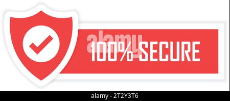 100 % sicheres Symbol im flachen Stil. Vektorillustration der Datenschutzgarantie auf isoliertem Hintergrund. Geschäftskonzept für Sicherheitsrisikozeichen. Stock Vektor