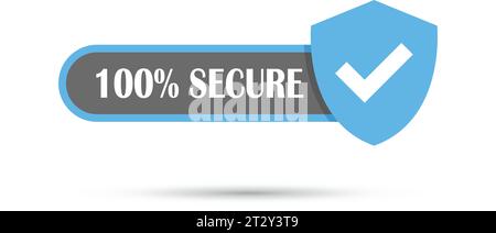 100 % sicheres Symbol im flachen Stil. Vektorillustration der Datenschutzgarantie auf isoliertem Hintergrund. Geschäftskonzept für Sicherheitsrisikozeichen. Stock Vektor
