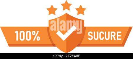 100 % sicheres Symbol im flachen Stil. Vektorillustration der Datenschutzgarantie auf isoliertem Hintergrund. Geschäftskonzept für Sicherheitsrisikozeichen. Stock Vektor