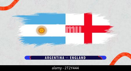 Argentinien gegen England, internationale Rugby-Bronze-Endspiel-Illustration im Pinselstrich-Stil. Abstraktes Grungy-Symbol für Rugby-Match. Vektorillustrat Stock Vektor