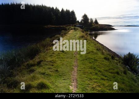 Ein Reservoir in der Nähe von Glasgow in Schottland an einem Herbstmorgen Stockfoto