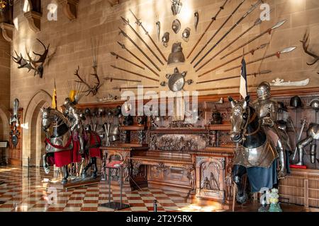 Bankettsaal in Warwick Castle, Warwick, Warwickshire, England Stockfoto