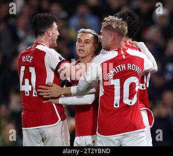 London, England, 21. Oktober 2023. Leandro Trossard von Arsenal feiert sein Tor während des Premier League-Spiels in Stamford Bridge, London. Der Bildnachweis sollte lauten: David Klein / Sportimage Stockfoto