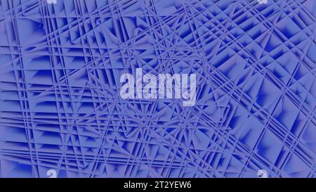 3D-kaleidoskopischer industrieller Kunsthintergrund. Design. Verdrehte Rohre in Flieder erzeugen einen fraktalen Effekt. Stockfoto