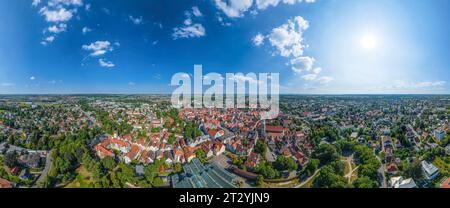 Die oberschwäbische Stadt Memmingen im bayerischen Allgäu von oben Stockfoto