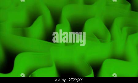 Helle Neonlinien auf schwarzem Hintergrund. Design. Langsam fließende lange Streifen, die wie Wellen auf Sand aussehen. Stockfoto