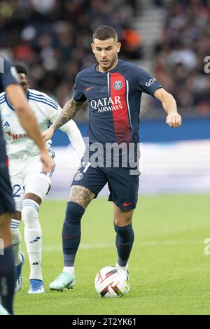 Paris, Frankreich. Oktober 2023. Lucas Hernandez von Paris Saint-Germain im Spiel der Ligue 1 zwischen Paris Saint Germain und RC Strasbourg im Parc des Princes in Paris, FRANKREICH auf Ocrober 21, 2023.Foto: David Niviere/ABACAPRESS.COM Credit: Abaca Press/Alamy Live News Stockfoto