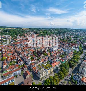 Blick aus der Vogelperspektive auf die Stadt Ravensburg, eine wunderschöne Kreisstadt in süddeutschland Stockfoto