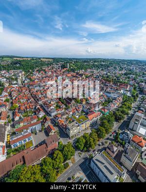 Blick aus der Vogelperspektive auf die Stadt Ravensburg, eine wunderschöne Kreisstadt in süddeutschland Stockfoto