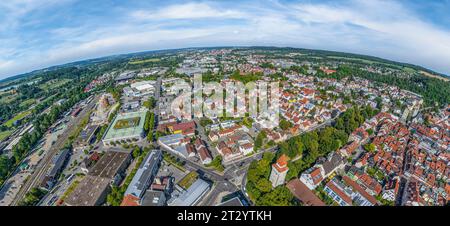 Blick aus der Vogelperspektive auf die Stadt Ravensburg, eine wunderschöne Kreisstadt in süddeutschland Stockfoto