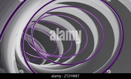 Psychedelische ovale Silhouetten, die den Effekt des Biegekorridors erzeugen. Design. Fliegen im Tunnel vieler fliegenden Ovale. Stockfoto