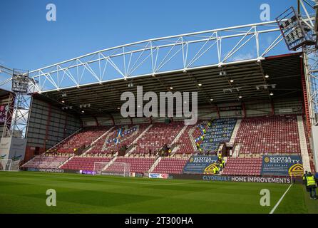 Tynecastle Park, Edinburgh, Großbritannien. Oktober 2023. Scottish Premiership Football, Hearts versus Celtic; The Away Stand at Tynecastle Credit: Action Plus Sports/Alamy Live News Stockfoto