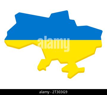 Einfache stilisierte Cartoonkarte der Ukraine in ukrainischen Flaggenfarben. Illustration für flache Vektorgrafiken. Stock Vektor