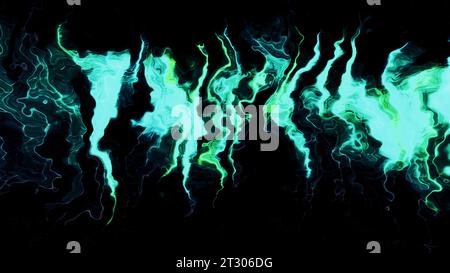 Abstrakt schimmernde Energie trifft auf die Oberfläche. Bewegung. Digitale Visualisierung des Energieflusses. Stockfoto